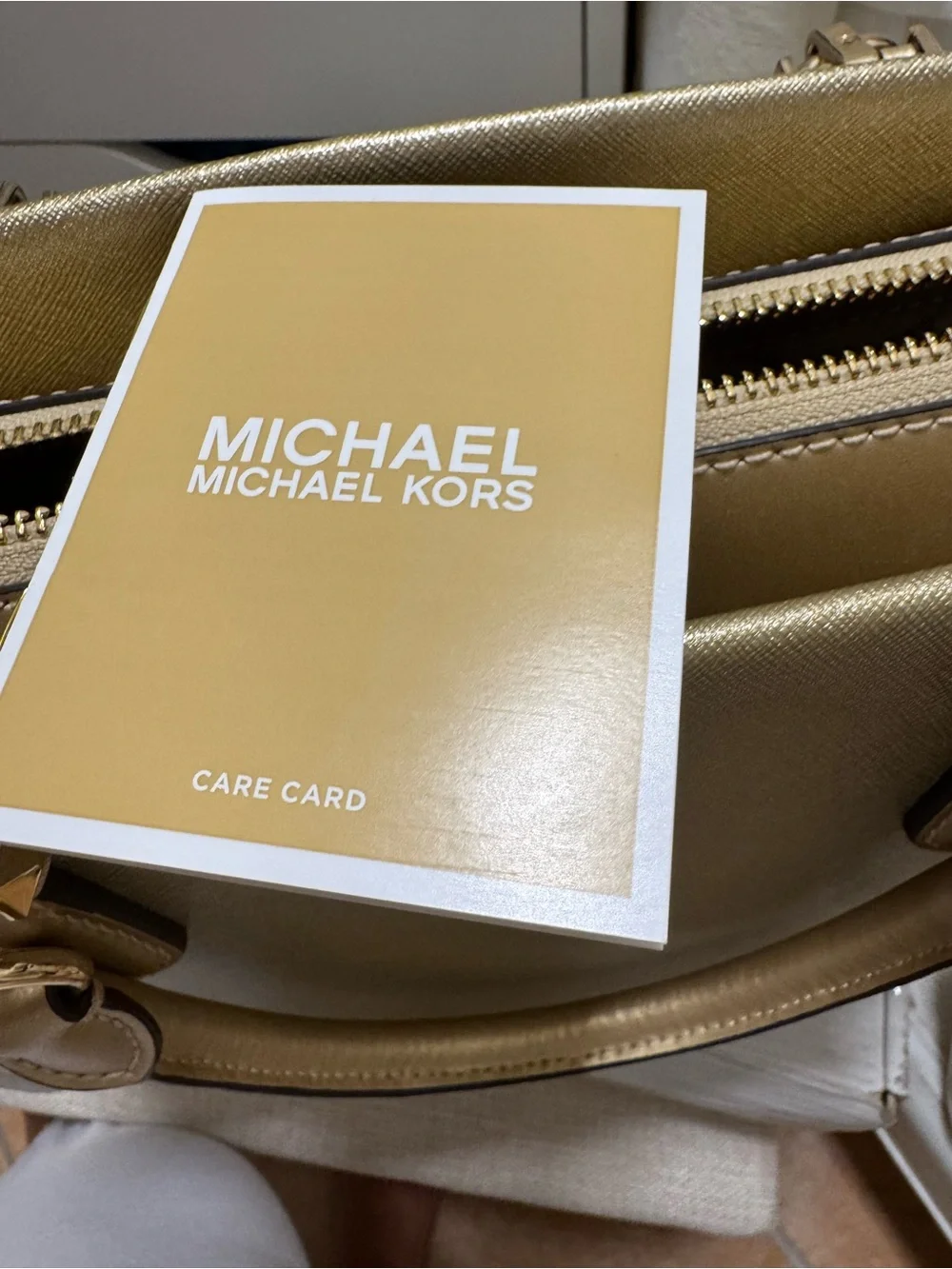 Michael Kors Metallic Gold Mini Saffiano Satchel